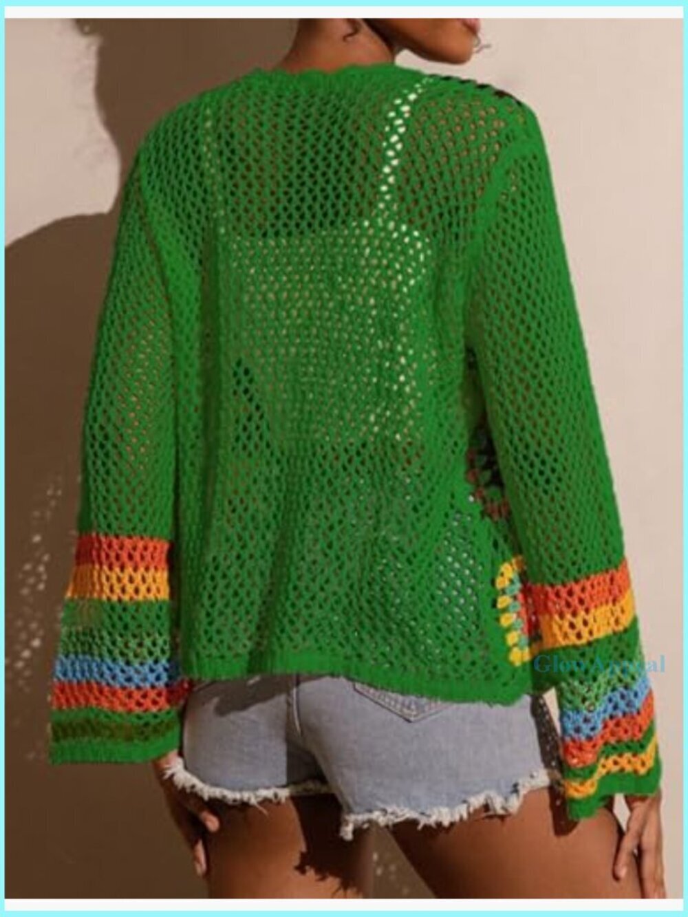 Crochet Cardigan Sweater Open Front Long Sleeve Boho Layering Piece - Picture 3 of 7